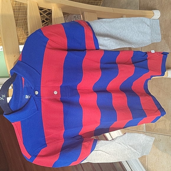 GAP Other - Gap red and royal striped polo with gray sleeves 14